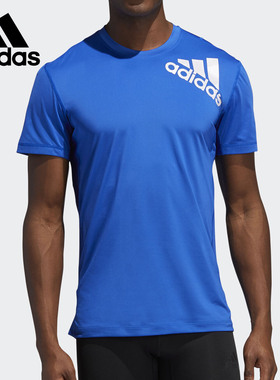 Adidas/阿迪达斯正品男子透气跑步训练运动短袖T恤 GH5107