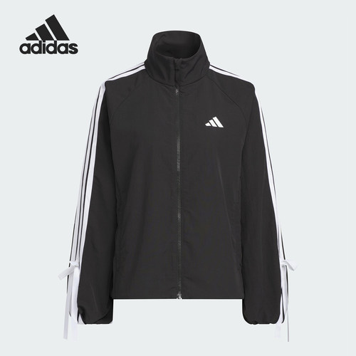 Adidas/阿迪达斯正品DANCE WB 1女士宽松蝴蝶结三条纹外套KT5003