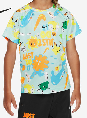 Nike/耐克正品DRI-FIT小童时尚透气印花短袖T恤FV5780-345