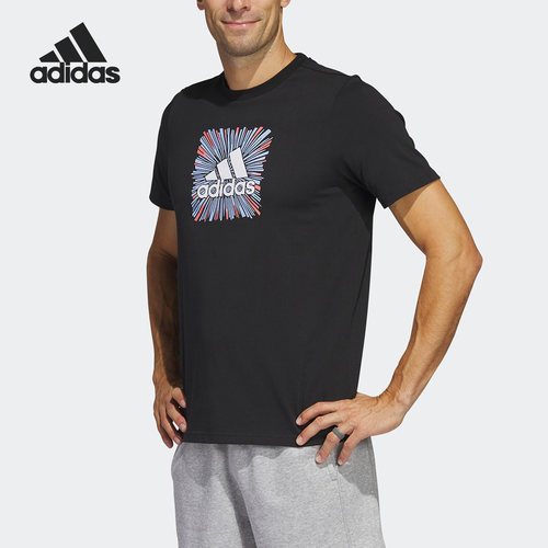 Adidas/阿迪达斯正品夏季新款男子运动印花休闲短袖T恤HS2533