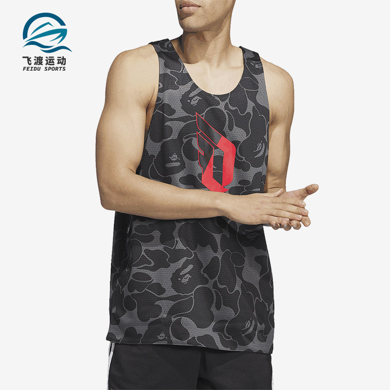 Adidas/阿迪达斯正品Bape男士双面篮球休闲训练无袖背心 JF1154