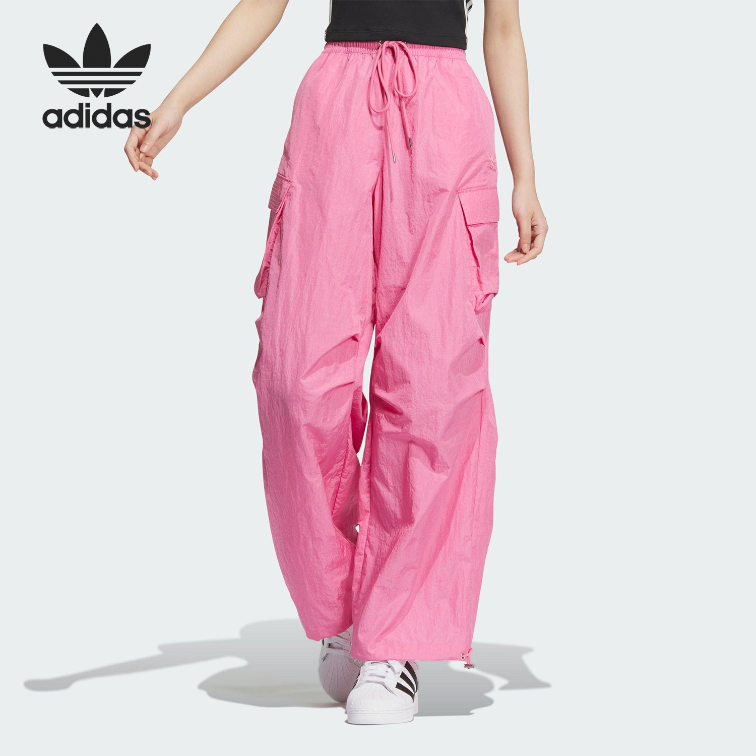 Adidas/阿迪达斯正品三叶草女士宽松透气工装运动休闲长裤JD1126