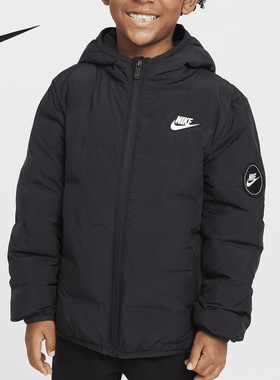 Nike/耐克正品冬季新款小童无缝绗缝连帽羽绒服HQ7960-010