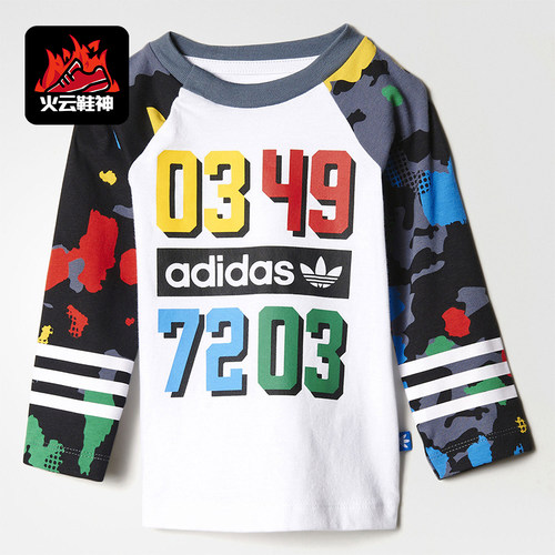 Adidas/阿迪达斯正品三叶草印花长袖T恤经典新款长袖T恤AY8559