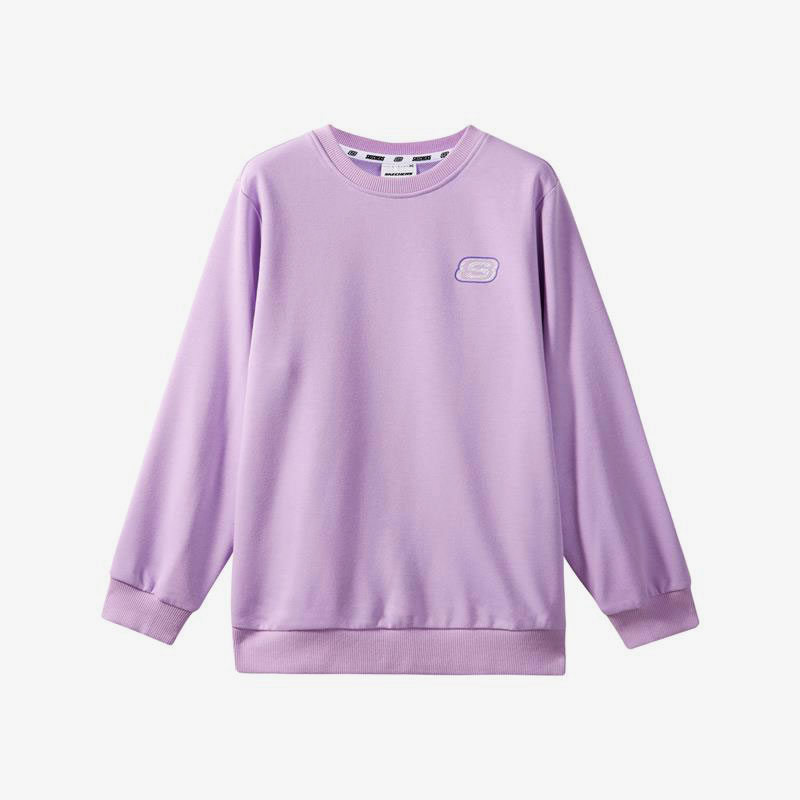 Skechers/斯凯奇正品春秋休闲女童运动舒适针织卫衣套头衫