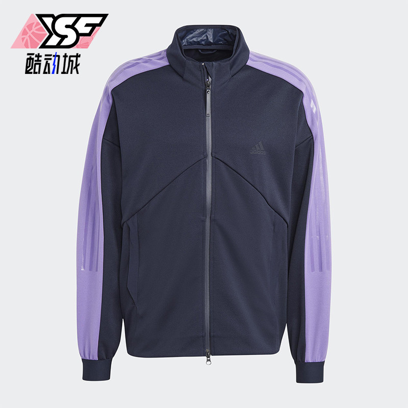 Adidas/阿迪达斯正品新款男黑紫色复古立领经典夹克外套HY4139