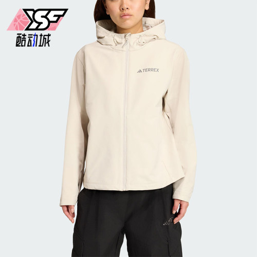 Adidas/阿迪达斯正品2025女士拉链户外保暖宽松软壳外套JV6235