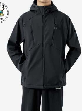 Adidas/阿迪达斯正品冲锋衣新款男黑色骑行经典夹克外套KG8966