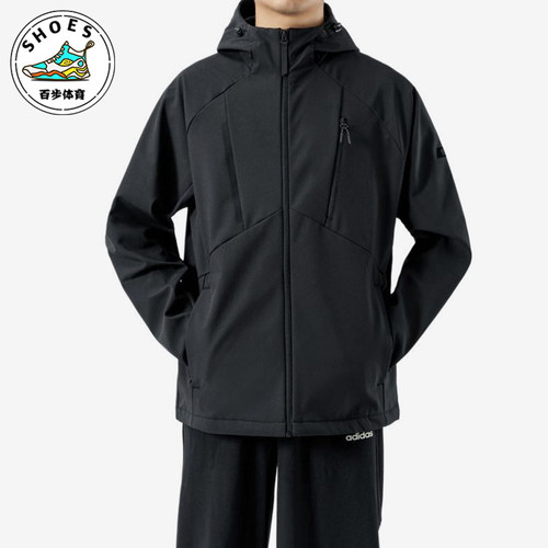 Adidas/阿迪达斯正品冲锋衣新款男黑色骑行经典夹克外套KG8966