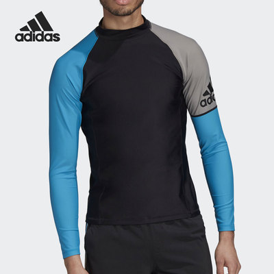 Adidas/阿迪达斯正品男子紧身游泳衣训练运动长袖T恤 FI8286