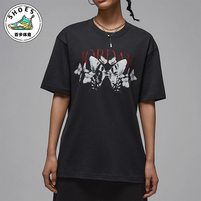 Nike/耐克正品JORDAN女士印花宽松透气经典圆领短袖T恤IB7032-045
