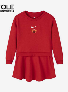 Nike/耐克正品2025新款小童时尚简约圆领连衣裙NY2412111PS-001