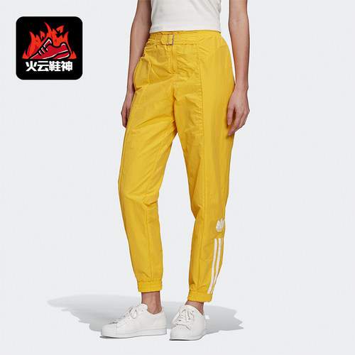 Adidas/阿迪达斯正品三叶草女士经典时尚高腰印花运动长裤GF0266