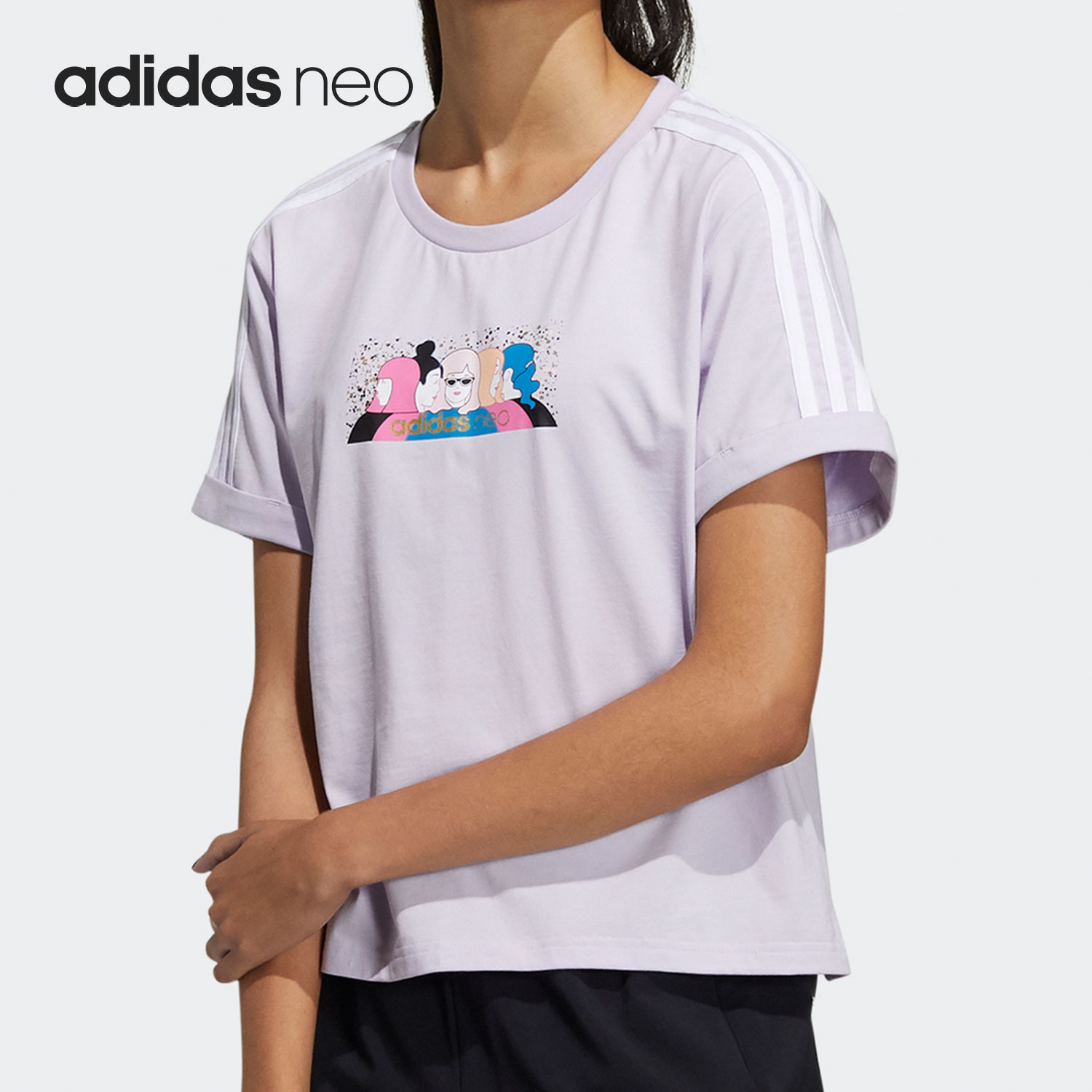 Adidas/阿迪达斯正品 Neo 当季新款女子时尚圆领运动T恤 H45103