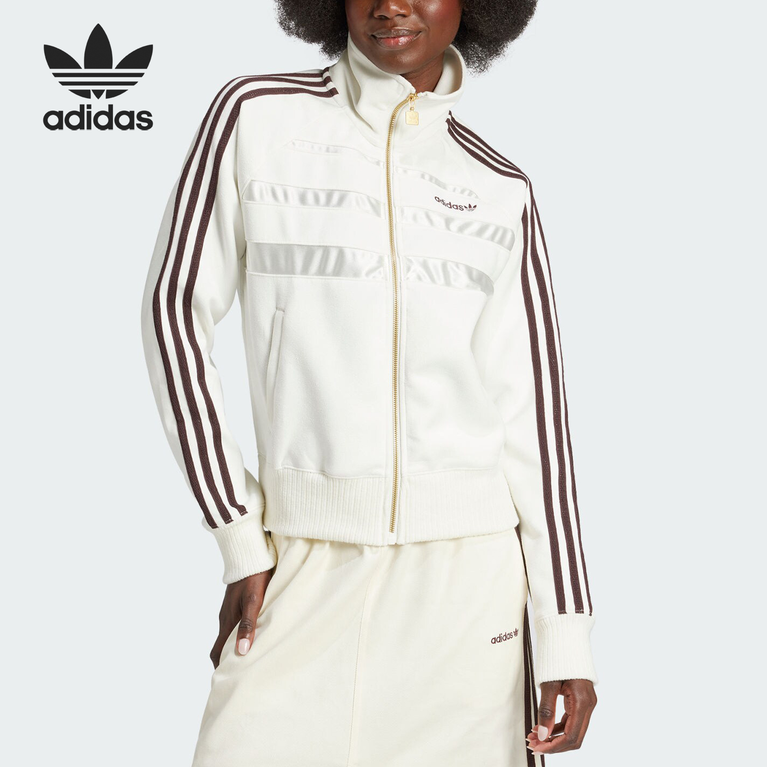 Adidas/阿迪达斯正品三叶草女士经典复古插肩运动夹克外套IX1048