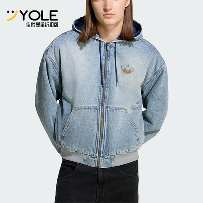 Adidas/阿迪达斯正品三叶草男士休闲保暖牛仔宽松运动棉服KE0131