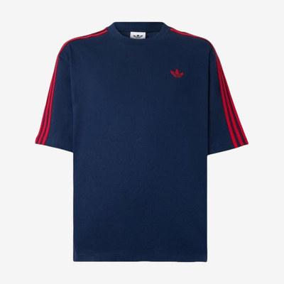 Adidas阿迪达斯正品男女条纹透气圆领五分袖套头运动T恤KQ9494