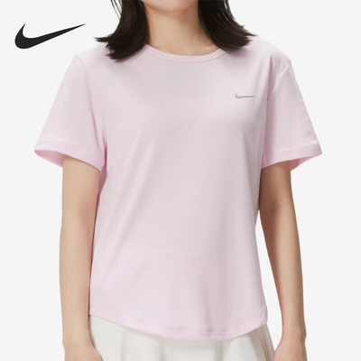 Nike/耐克正品TEMPO新款女浅粉色跑步训练经典短袖T恤HQ0649-663