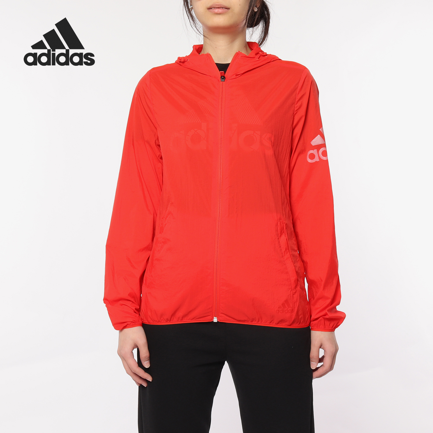 Adidas/阿迪达斯正品WB BOS女士连帽拉链时尚夹克外套DY8675