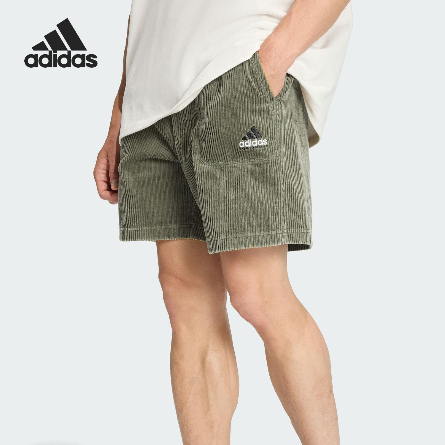 Adidas/阿迪达斯正品2025男士灯芯绒弹力日常透气短裤JX1469