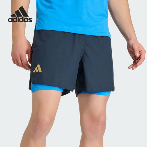 Adidas/阿迪达斯正品夏季男士二合一跑步训练复古短裤KE8460