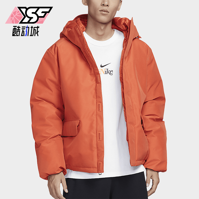 耐克男士保暖宽松连帽户外棉服