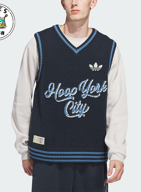 Adidas/阿迪达斯正品三叶草男女休闲针织运动无袖时尚马甲JY4740