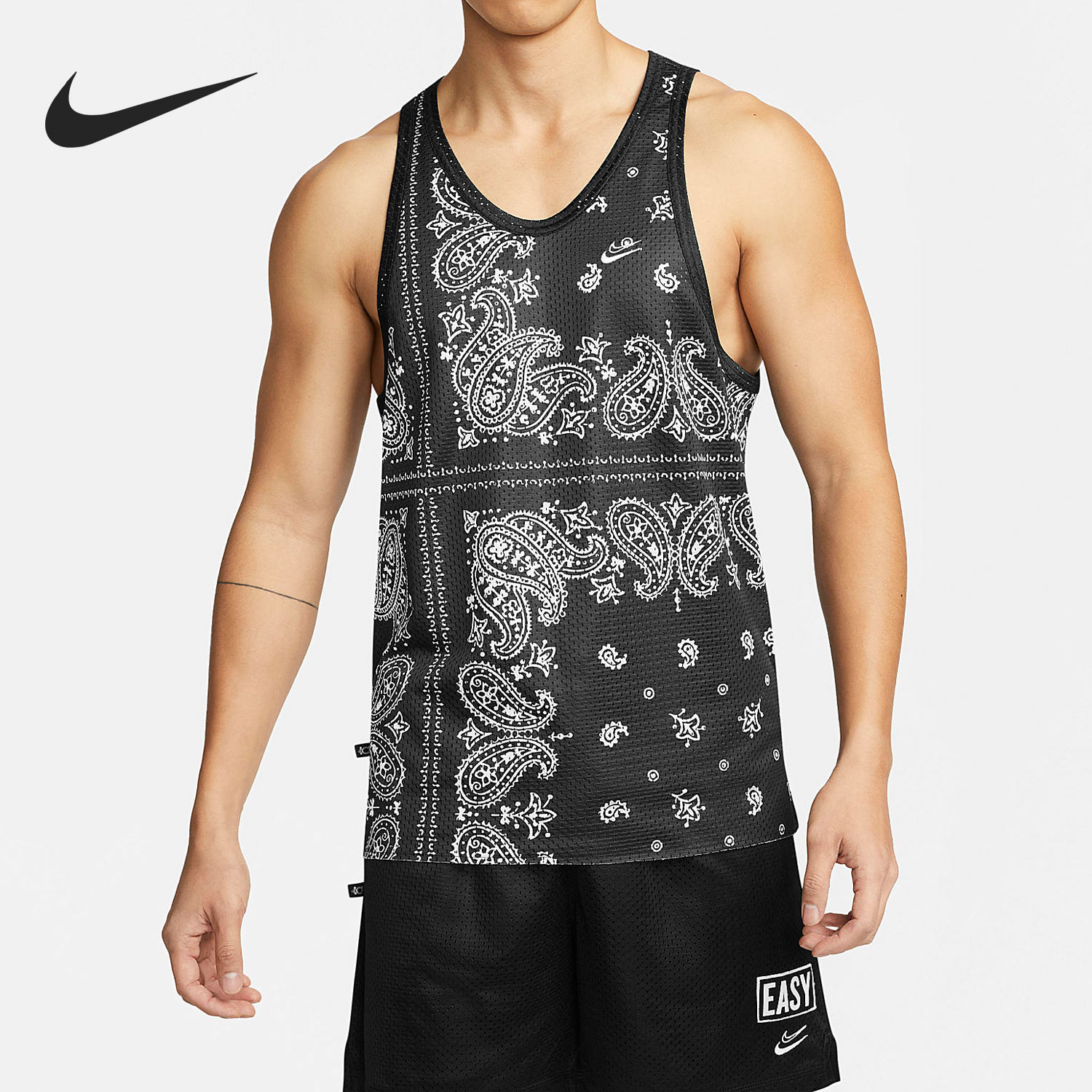 Nike/耐克正品DRI-FIT男子训练透气无袖刺绣运动T恤DH7372-010