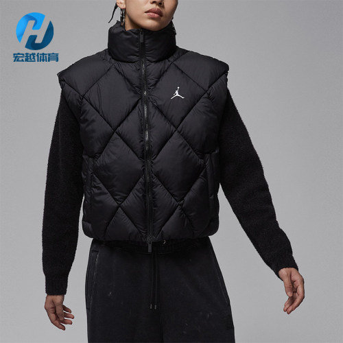 Nike/耐克正品JORDAN女士休闲立领保暖无袖拉链棉马甲HV0414-010