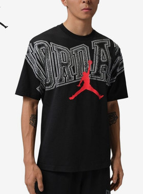 Nike/耐克正品JORDAN新款男黑红色印花圆领短袖T恤IQ0709-010