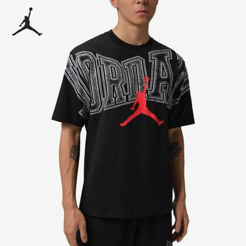 Nike/耐克正品JORDAN新款男黑红色印花圆领短袖T恤IQ0709-010