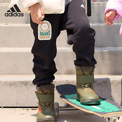 Adidas/阿迪达斯正品当季小童加绒保暖针织运动长裤HM9652