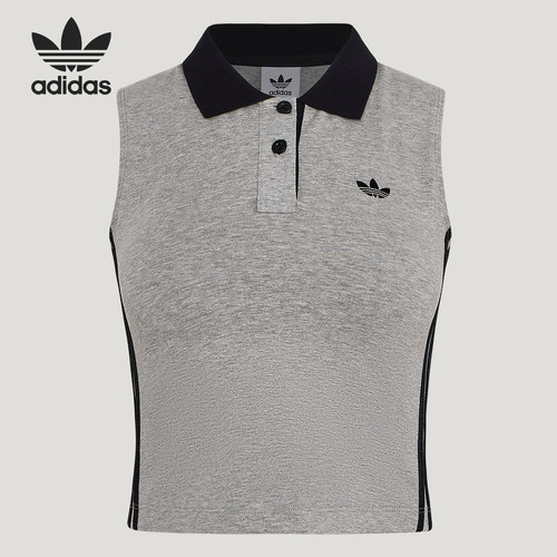Adidas/阿迪达斯正品三叶草女士透气翻领针织POLO领背心T恤KY5694