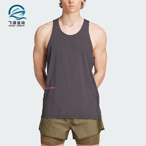 Adidas/阿迪达斯正品2025夏季款男士透气工字跑步T恤背心JY4087