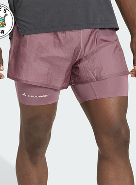 Adidas/阿迪达斯正品夏季男士时尚跑步二合一简约训练短裤KB8431