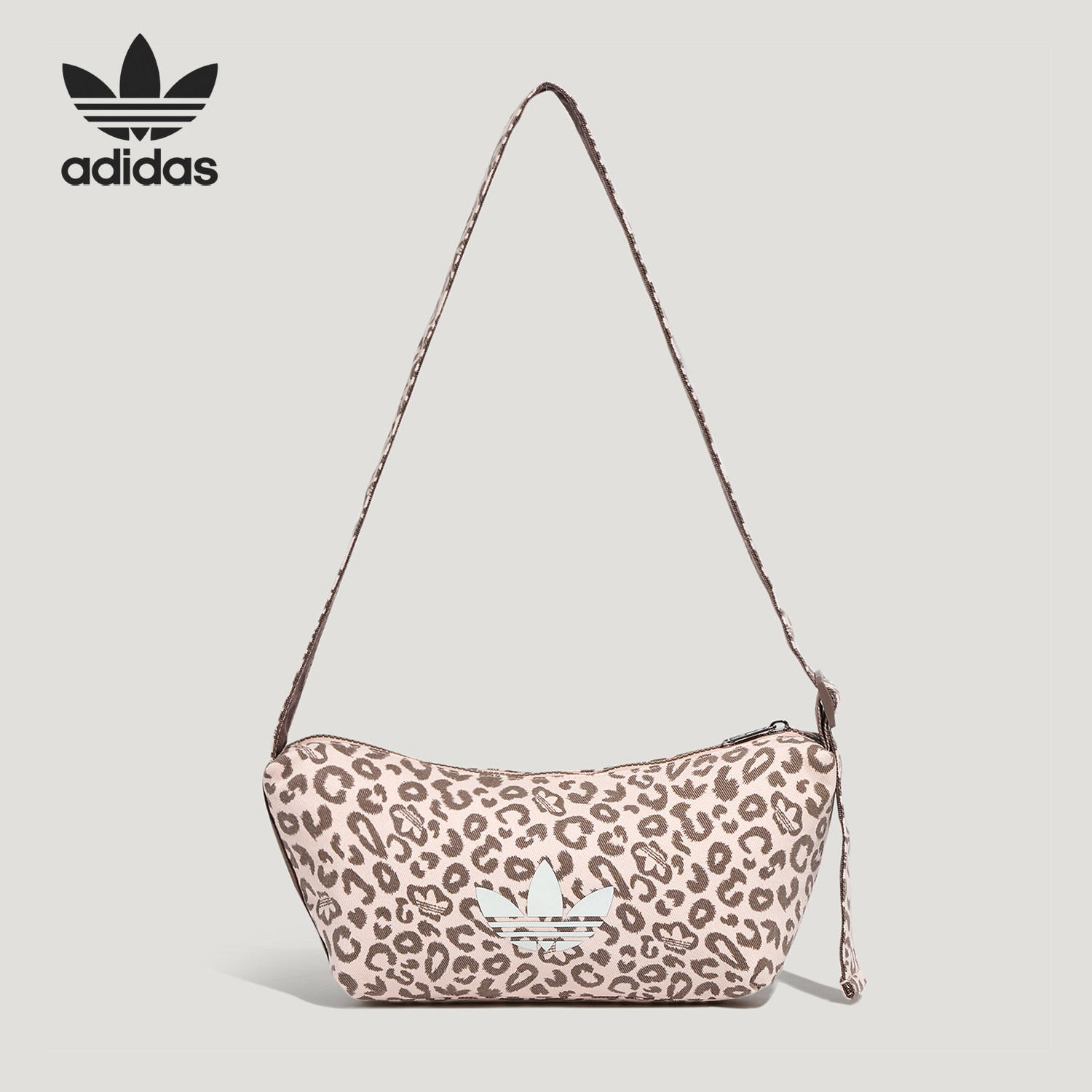 Adidas/阿迪达斯正品三叶草新款女粉豹纹色经典单肩斜挎包LC8239