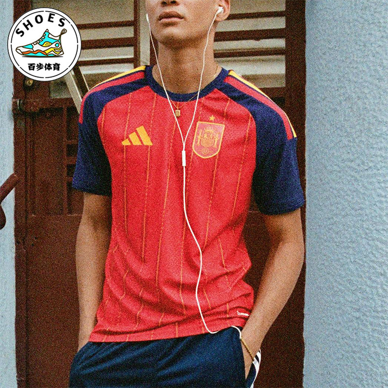 Adidas/阿迪达斯正品西班牙队男女透气修身圆领比赛运动T恤JN4366
