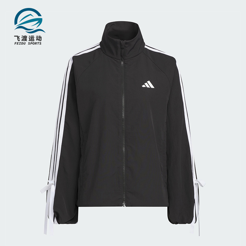 Adidas/阿迪达斯正品DANCE WB 1女士宽松蝴蝶结三条纹外套KT5003