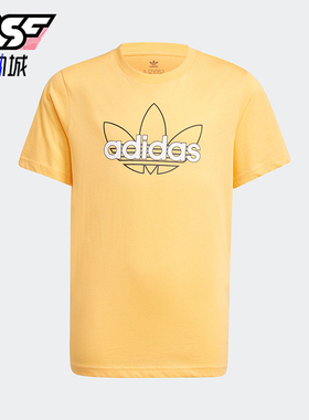 Adidas/阿迪达斯正品三叶草大童舒适圆领透气印花运动短袖GN2300