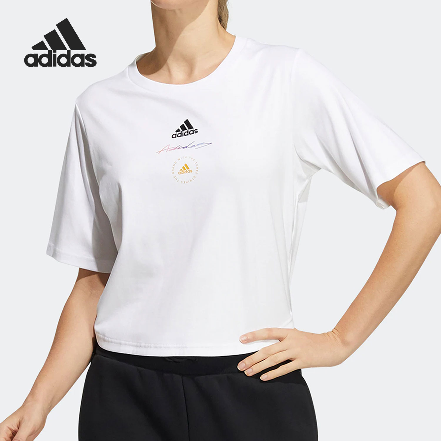 Adidas/阿迪达斯正品UST SS T 女子夏季时尚休闲短袖HE9983