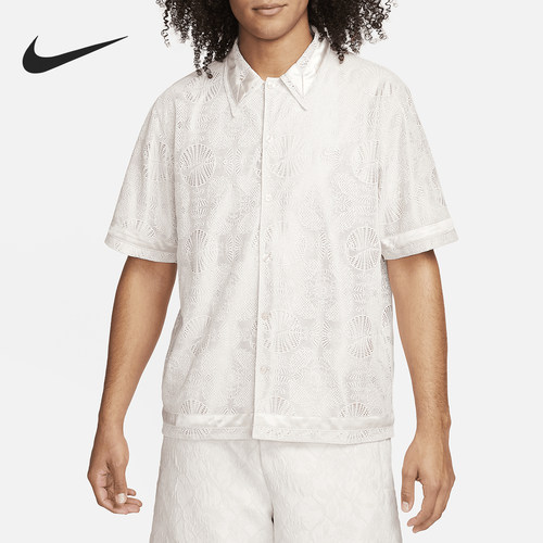 Nike/耐克正品新款男士针织提花篮球运动短袖衬衫FN2683-104