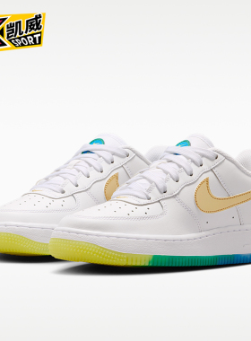 Nike/耐克正品AirForce1新款儿童白金色休闲经典运动鞋IR3538-100