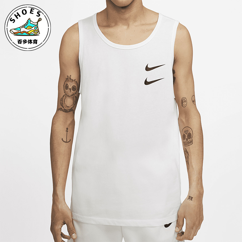 Nike/耐克正品2025男士休闲无袖印花圆领套头背心T恤CQ5293-100 - 封面