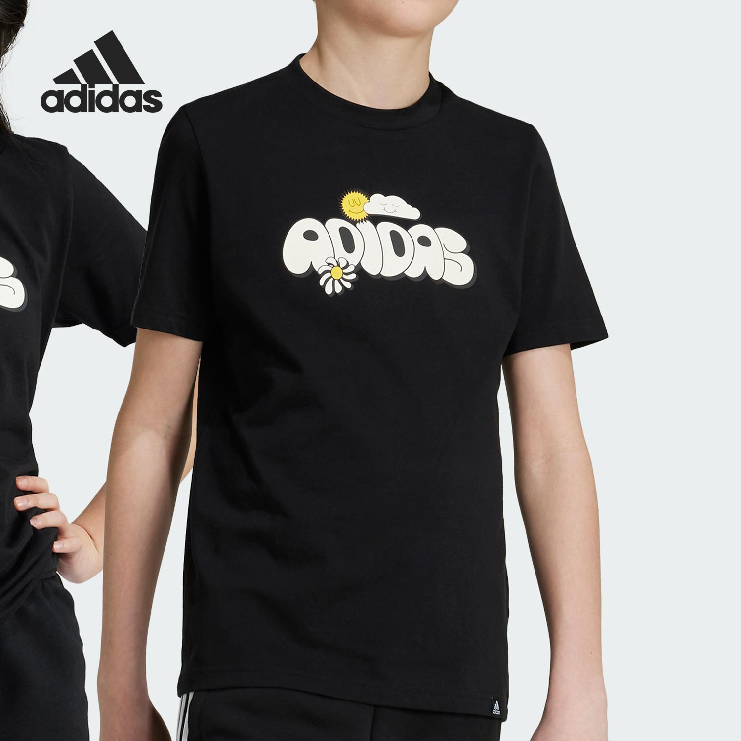 Adidas/阿迪达斯正品GRAPHIC T-SHIRT大童透气运动短袖IZ0418