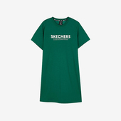 女士宽松圆领透气针织连衣裙 运动休闲新款 Skechers 斯凯奇正品