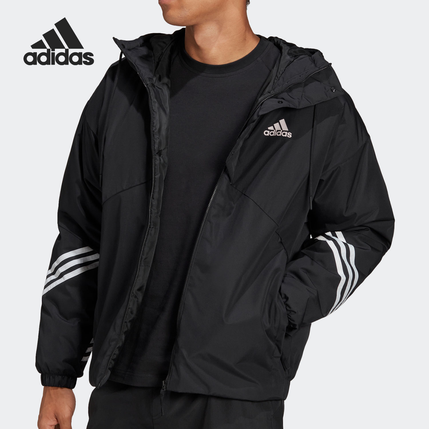 Adidas/阿迪达斯正品新款男子户外保暖连帽棉服外套H50969