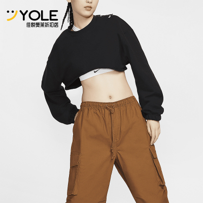 耐克女士透气宽松超短卫衣