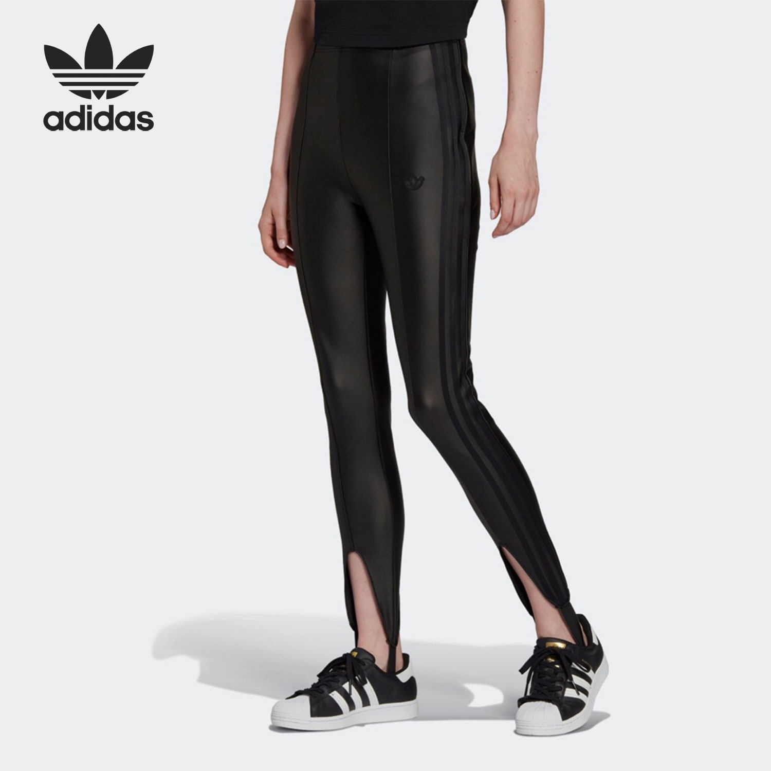 Adidas/阿迪达斯正品26夏三叶草女子高腰紧身踩脚运动长裤HB9412