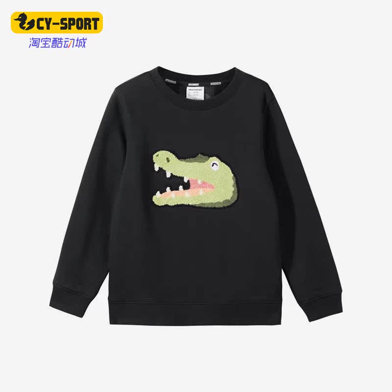 Skechers/斯凯奇正品冬季儿童运动休闲加绒印花圆领卫衣 L422K132