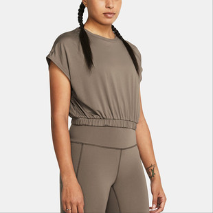 安德玛正品 T恤1384204 新款 潮流短袖 200 女士简约运动休闲短款